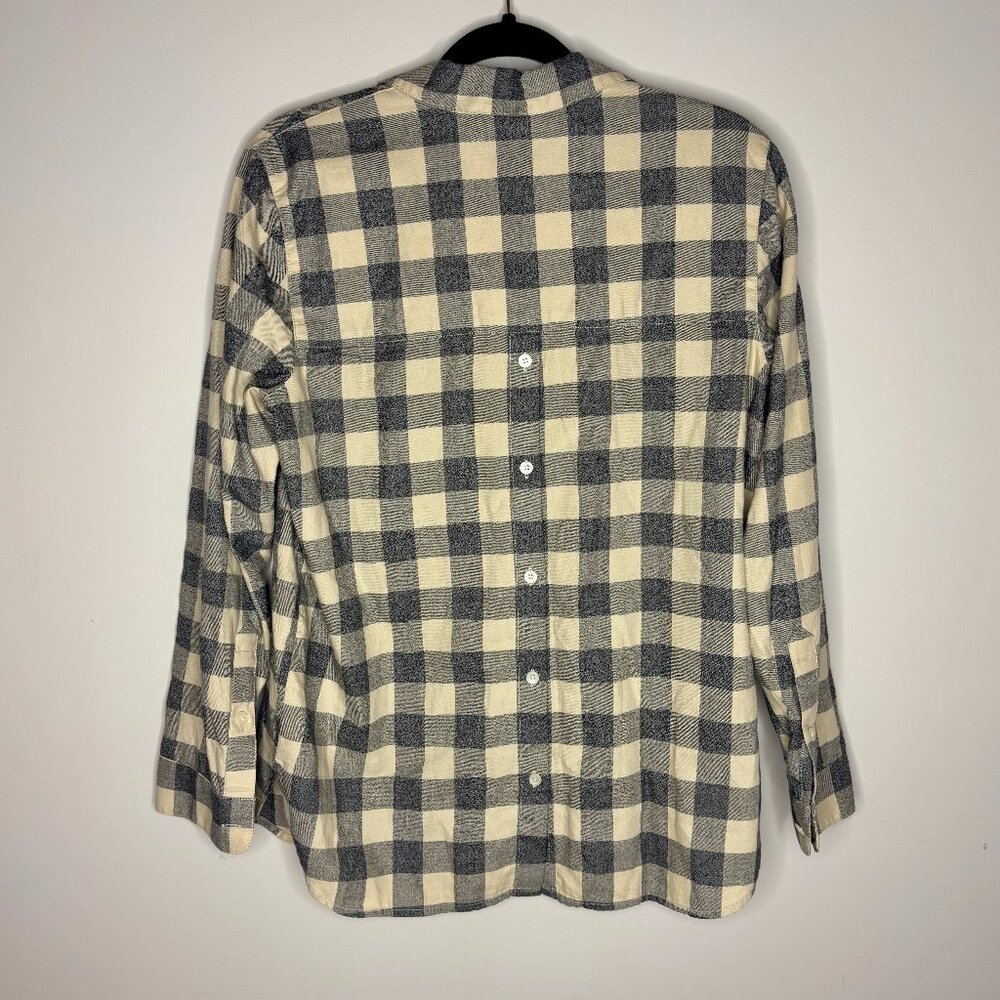 Madewell Oversized Flannel Button Down Shirt Gray Cream Plaid / Buffalo Medium - Picture 5 of 6